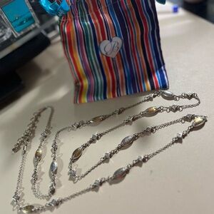 Vintage Signed Brighton Wiltern 42-44” Necklace Gold Silver Tone Crystals